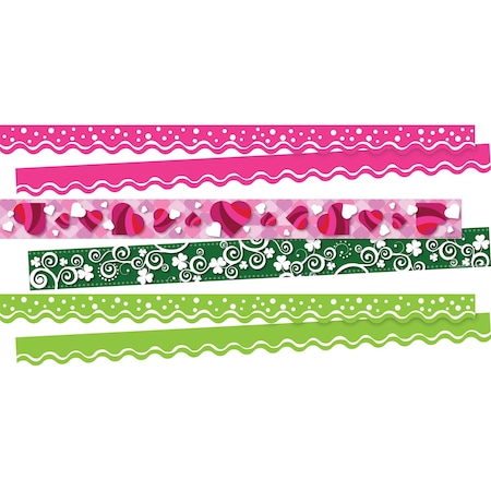 Barker Creek Hearts & Clover Double-Sided Trim Set, 3 designs, 38/set 4038